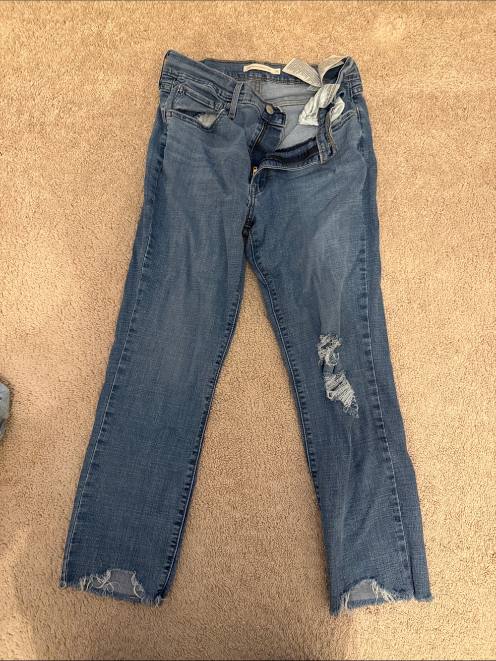 Levi’s Women’s Distressed Blue Straight-Leg Jeans